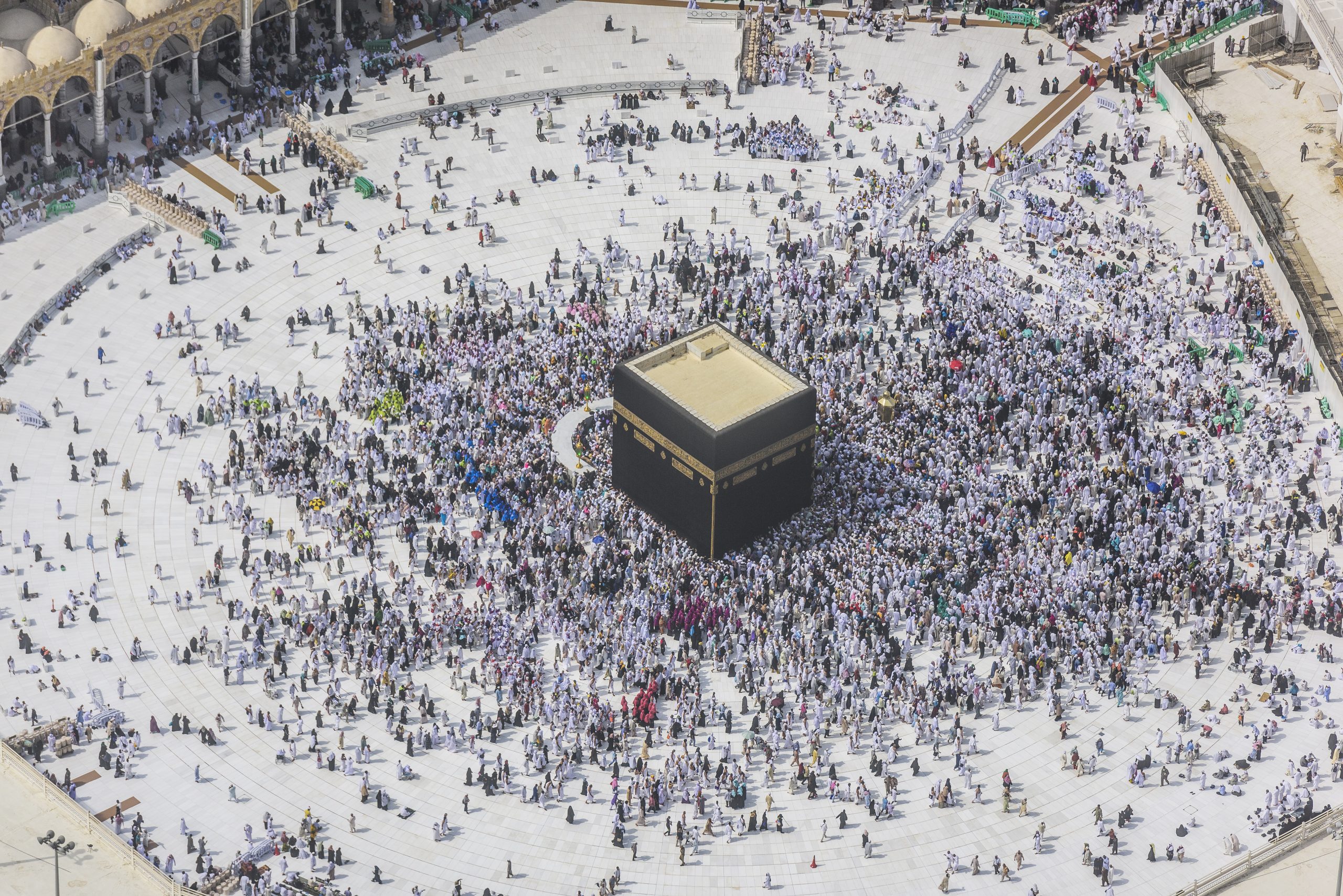 The Hajj annual Islamic pilgrimage to Mecca, Saudi Arabia, the holiest city for Muslims. Aerial view.