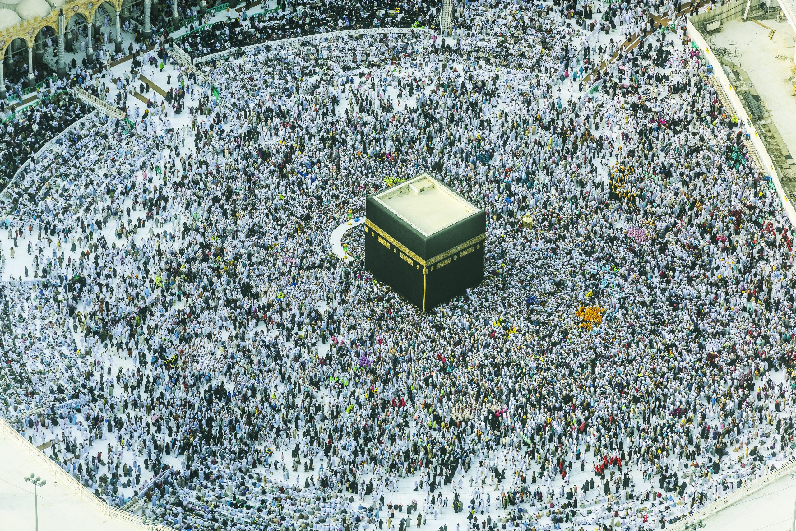 The Hajj annual Islamic pilgrimage to Mecca, Saudi Arabia, the holiest city for Muslims. Aerial view.